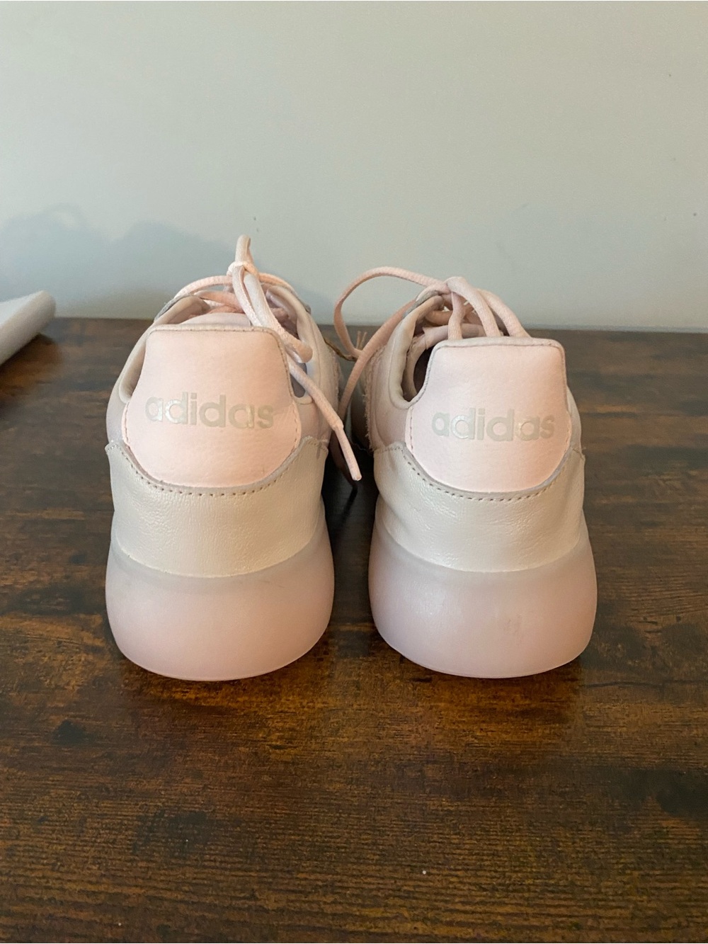 adidas Women’s Pale Pink Shiny Low-Top Platform Sneakers - Flaws - Picture 4 of 11